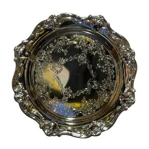Gorham EP Silverplate Round Serving Tray Rococo Scalloped Edge Ornate Vintage